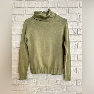 Jeanne Pierre Green Turtleneck Sweater- 100% Cotton Size Small
